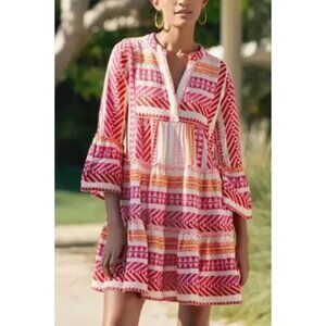 Devotion Twins Ella mini dress - neon pink + orange - M - NWOT